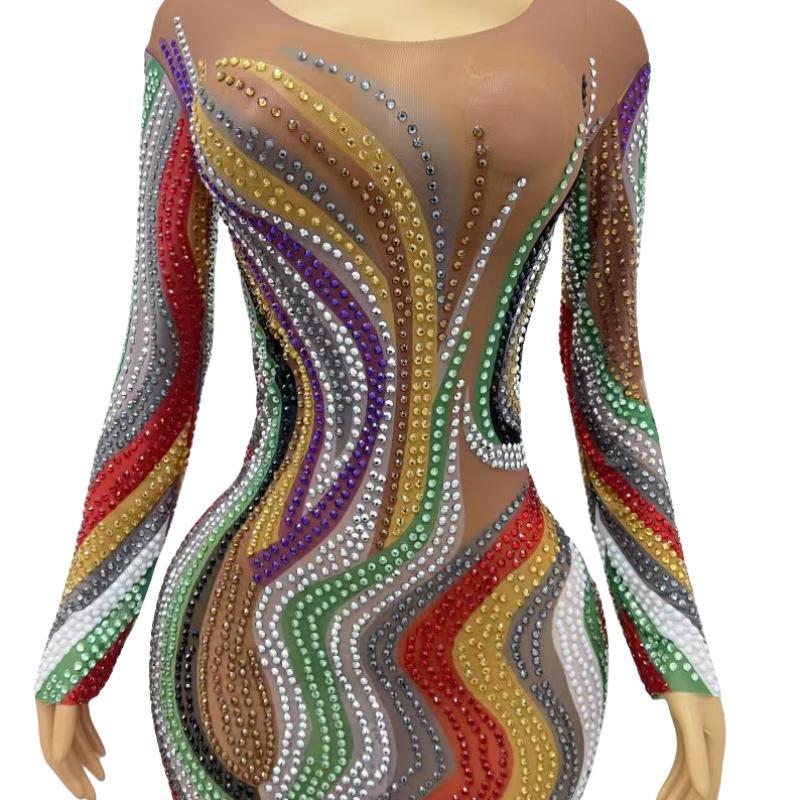 CELESINYI Caiyu Crystal Rainbow Gown