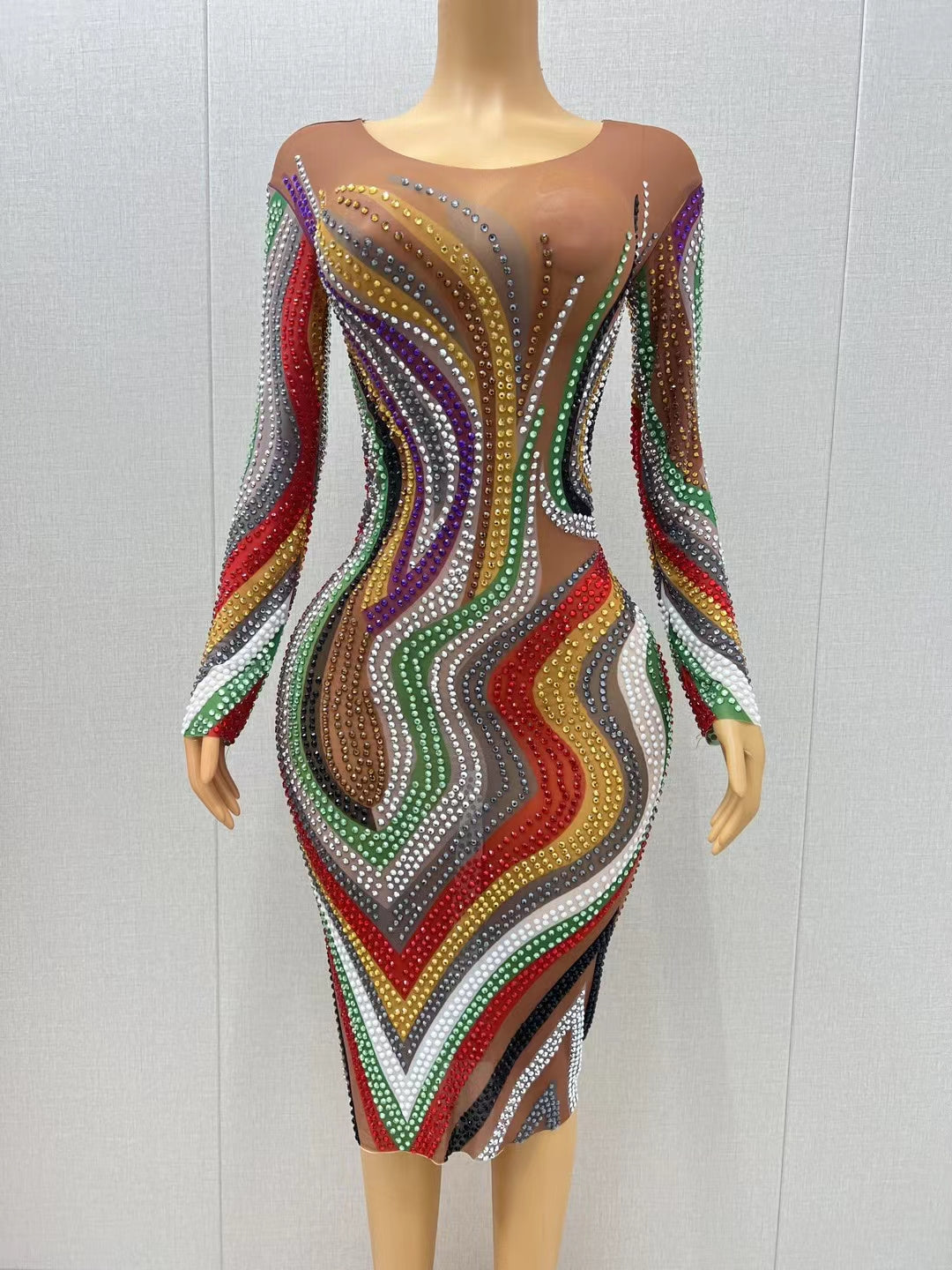 CELESINYI Caiyu Crystal Rainbow Gown