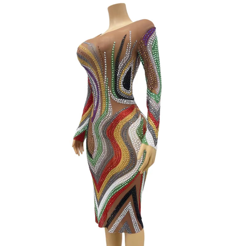 CELESINYI Caiyu Crystal Rainbow Gown