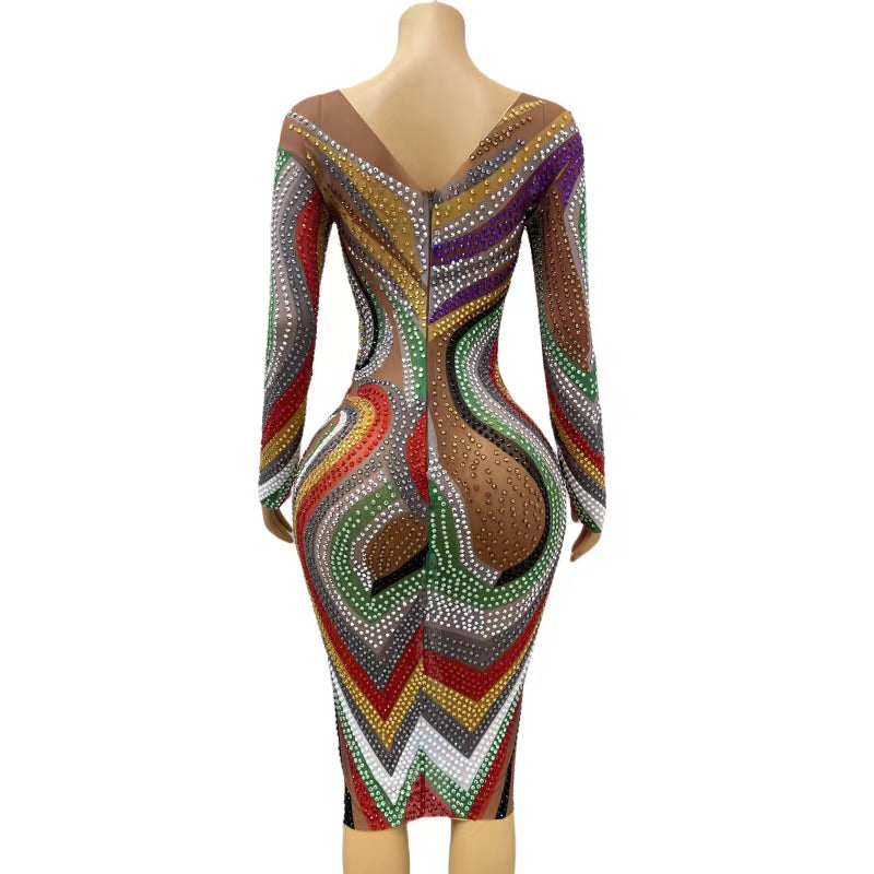 CELESINYI Caiyu Crystal Rainbow Gown