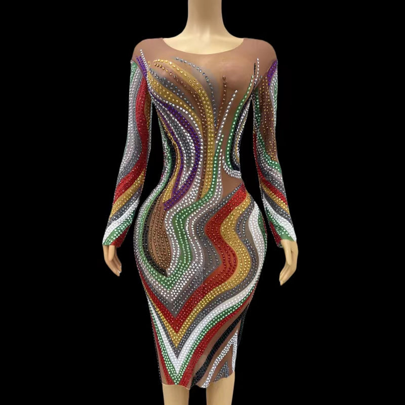 CELESINYI Caiyu Crystal Rainbow Gown