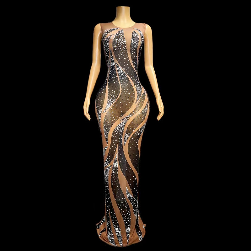 CELESINYI Xiangweishe Crystal Swirl Gown