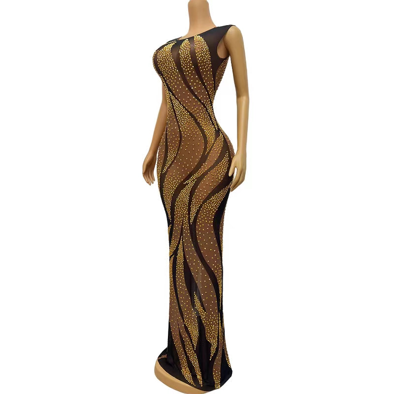 CELESINYI Xiangweishe Crystal Swirl Gown