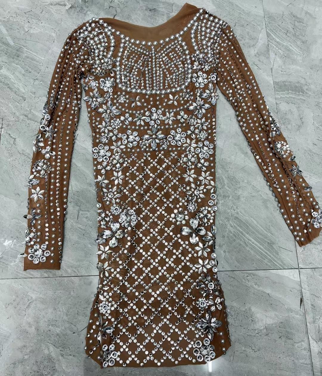 CELESINYI Wanggezhenzhu Crystal Pearl Mini Dress
