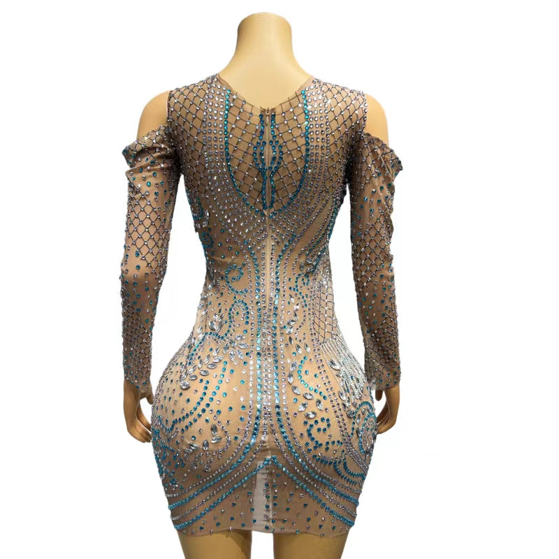 CELESINYI Wanggeliusu Crystal Fringe Mini Dress