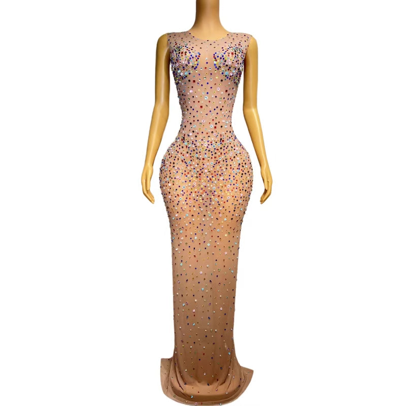 CELESINYI Sajin Crystal Sprinkle Gown