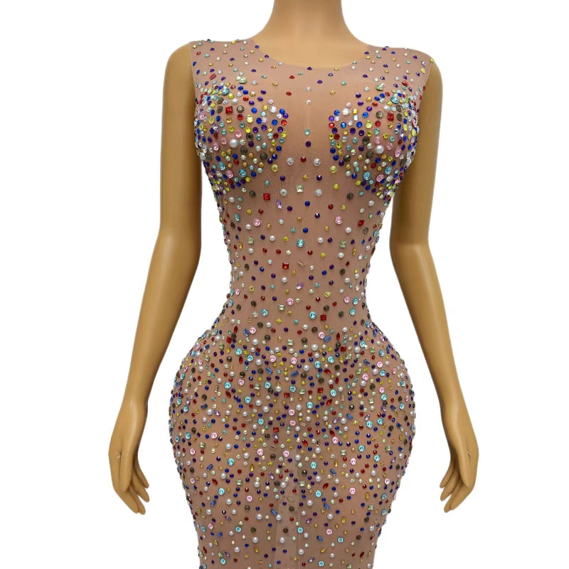 CELESINYI Sajin Crystal Sprinkle Gown