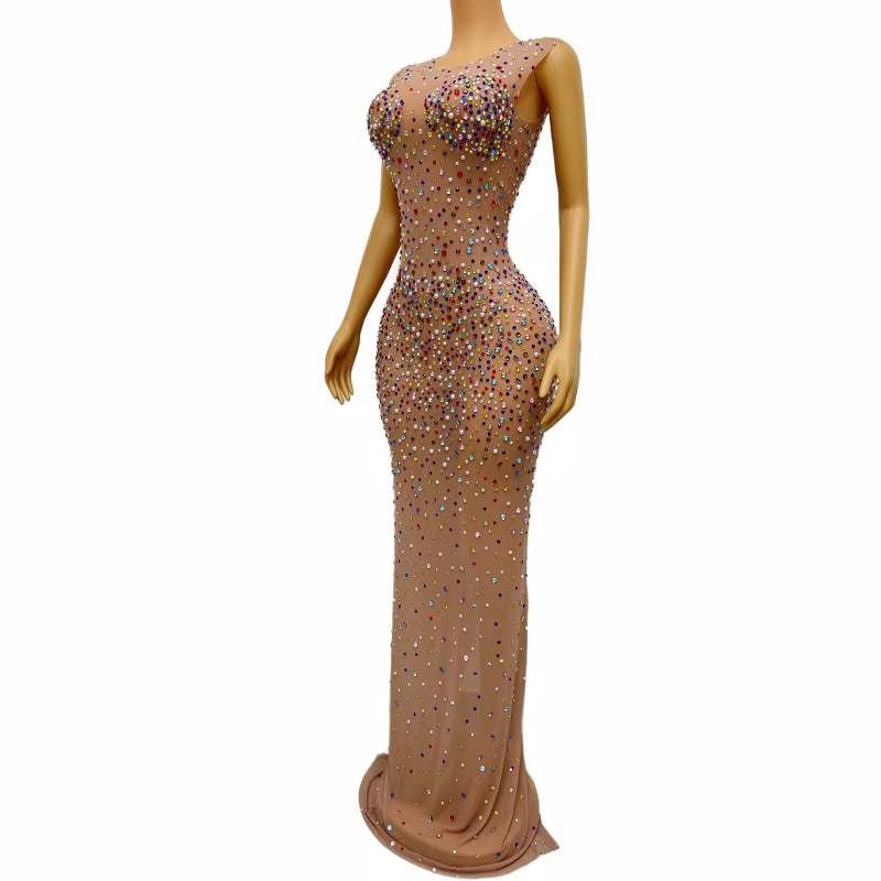 CELESINYI Sajin Crystal Sprinkle Gown