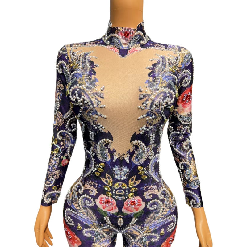 CELESINYI Meiguiku Crystal Rose Mini Dress