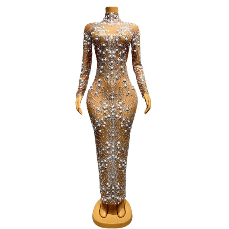 CELESINYI Luoxuanjiang Crystal Pearl Gown