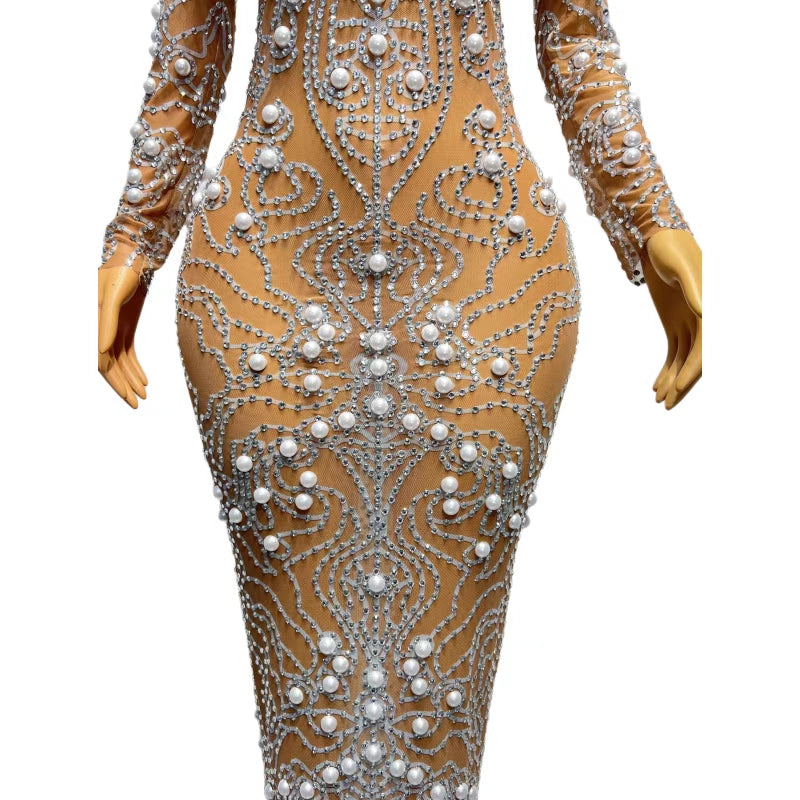 CELESINYI Luoxuanjiang Crystal Pearl Gown