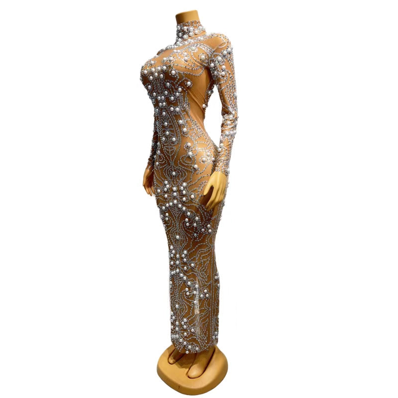 CELESINYI Luoxuanjiang Crystal Pearl Gown