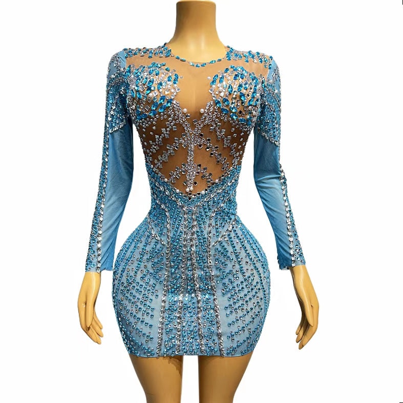 CELESINYI Meirenyu Crystal Mermaid Mini Dress