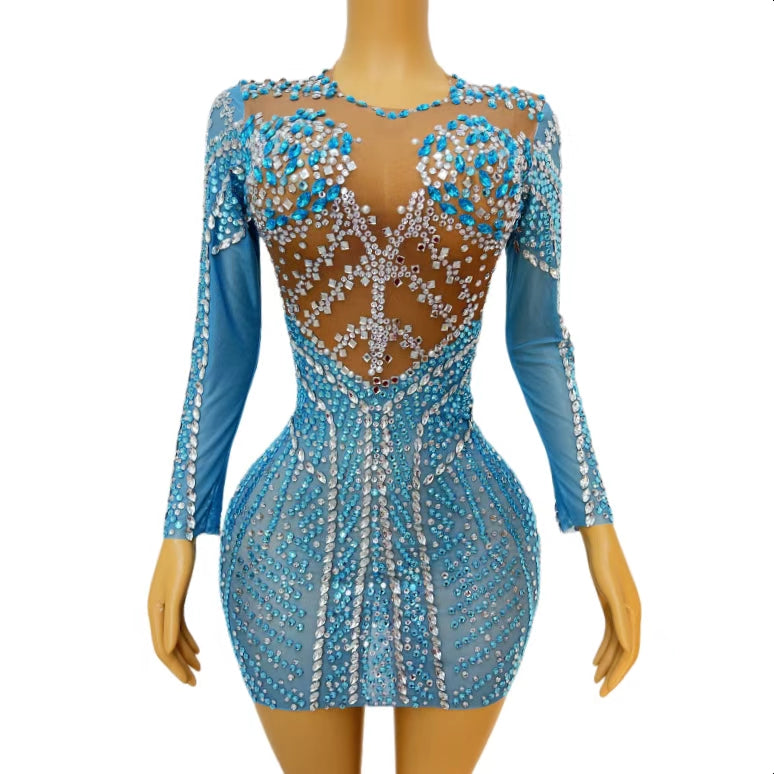 CELESINYI Meirenyu Crystal Mermaid Mini Dress