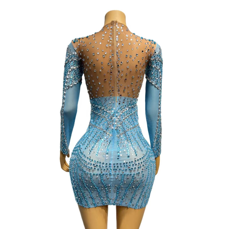 CELESINYI Meirenyu Crystal Mermaid Mini Dress