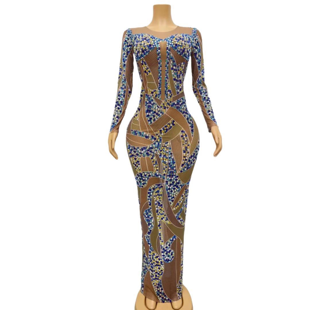 CELESINYI Luoye Crystal Leaf Gown