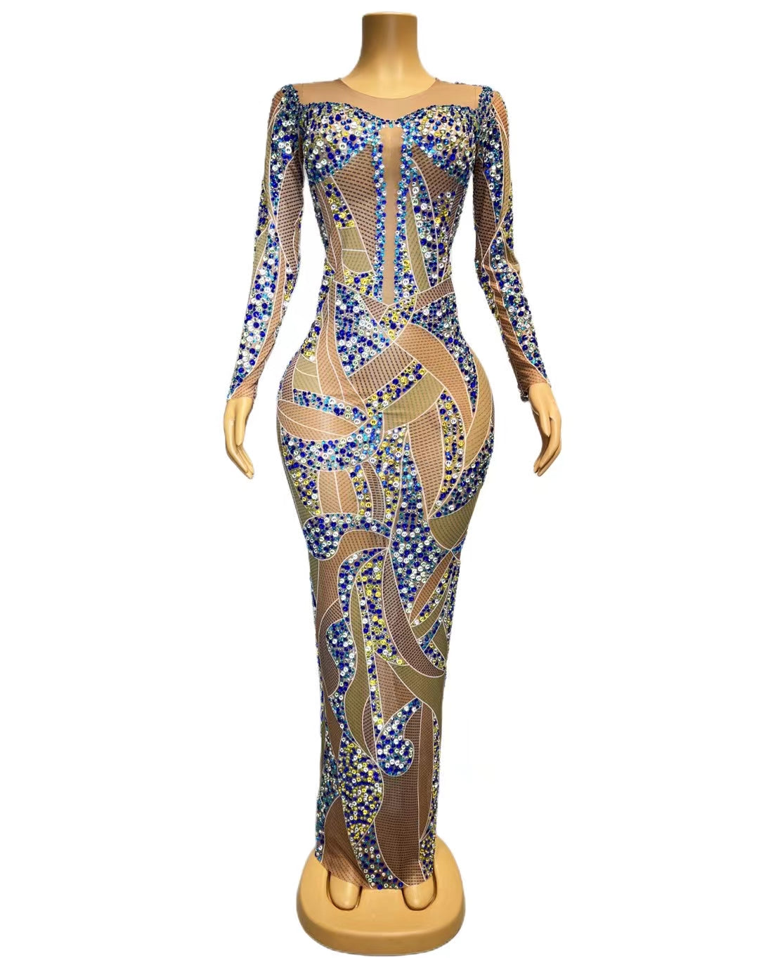 CELESINYI Luoye Crystal Leaf Gown