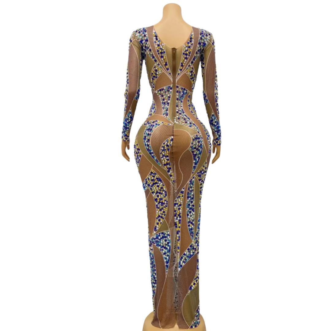 CELESINYI Luoye Crystal Leaf Gown
