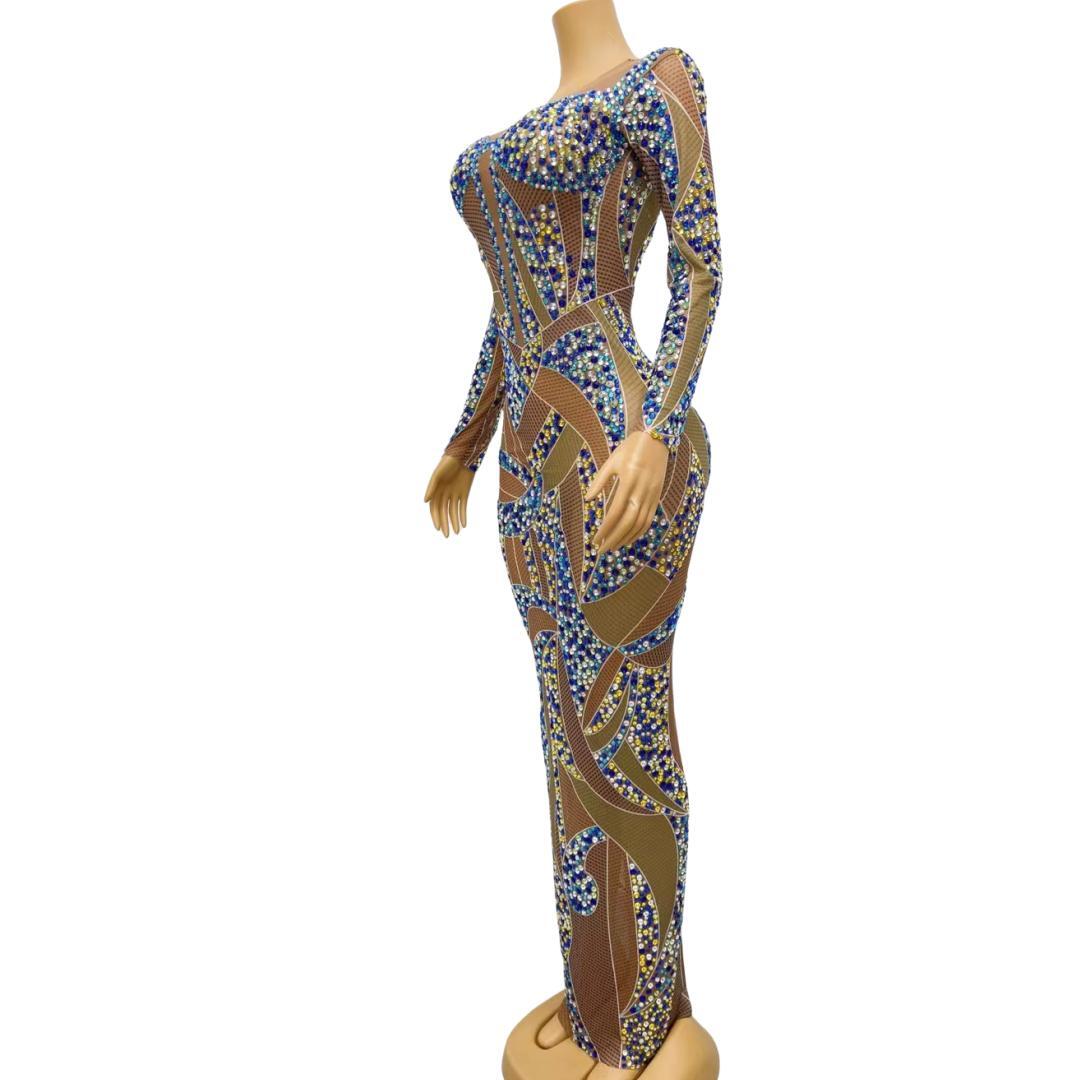 CELESINYI Luoye Crystal Leaf Gown