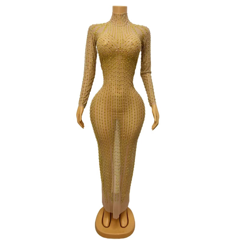 CELESINYI Liujin Crystal Gold Gown
