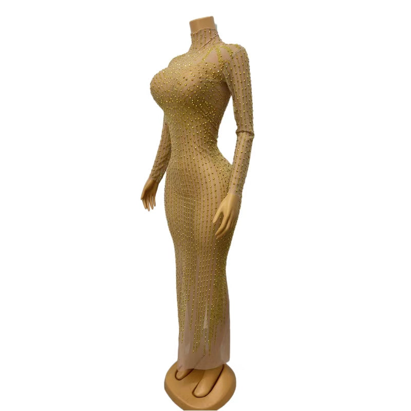 CELESINYI Liujin Crystal Gold Gown