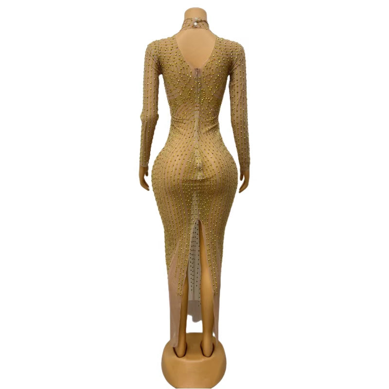 CELESINYI Liujin Crystal Gold Gown
