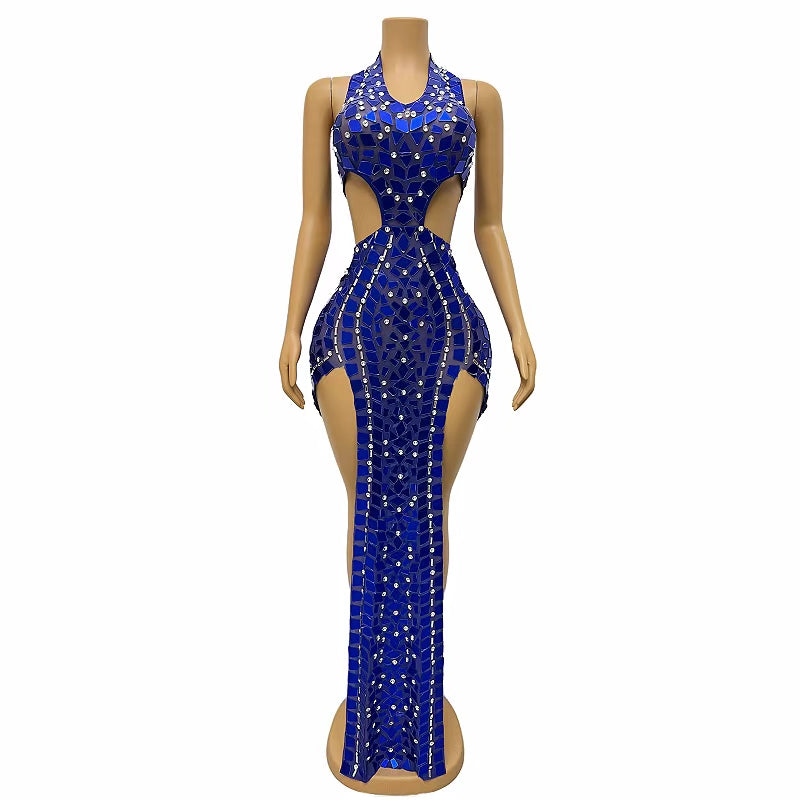 CELESINYI Banlangen Crystal Blue Mermaid Gown