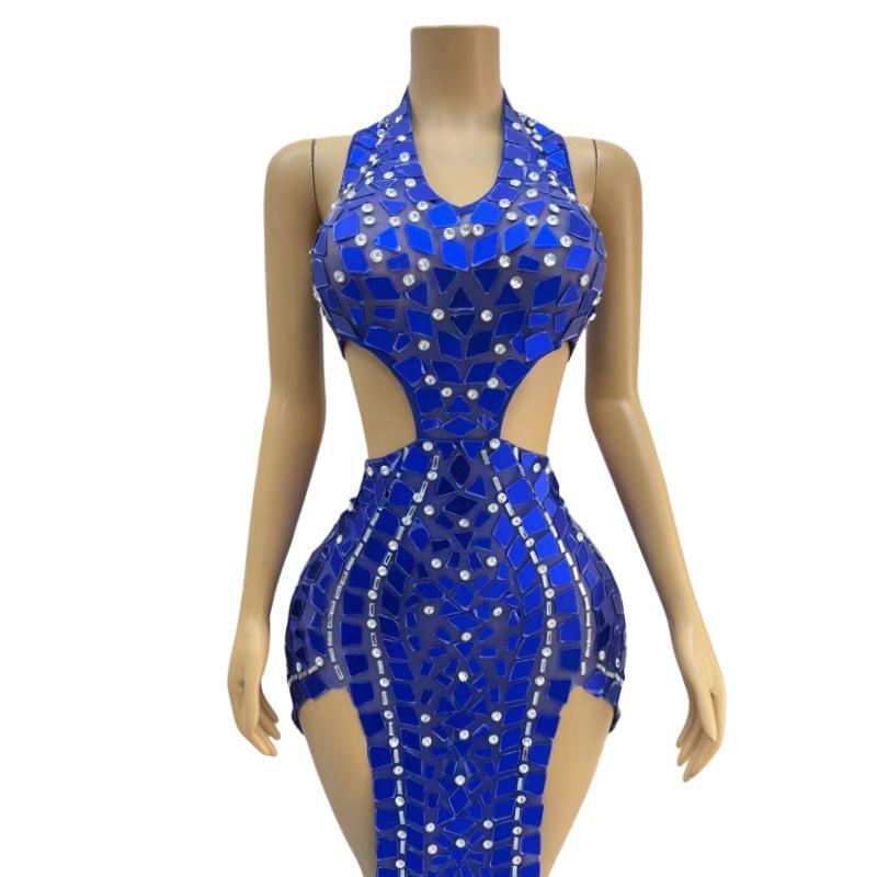 CELESINYI Banlangen Crystal Blue Mermaid Gown