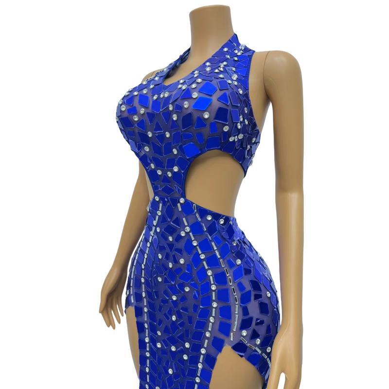 CELESINYI Banlangen Crystal Blue Mermaid Gown
