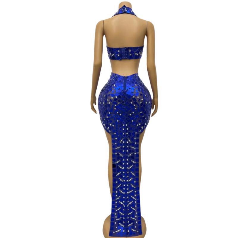 CELESINYI Banlangen Crystal Blue Mermaid Gown