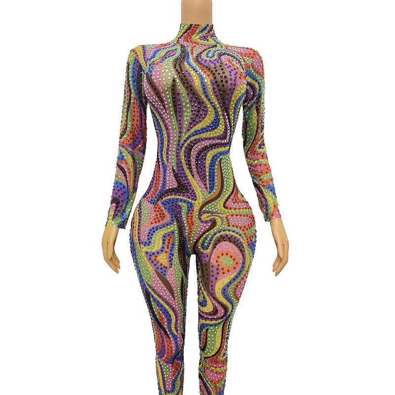 CELESINYI Liuliku Crystal Psychedelic Jumpsuit