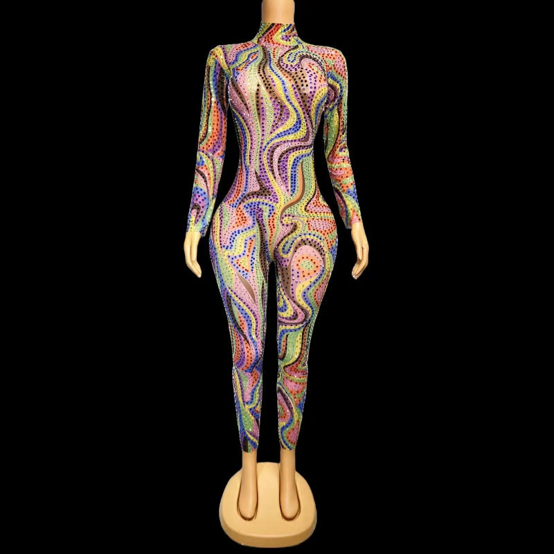 CELESINYI Liuliku Crystal Psychedelic Jumpsuit