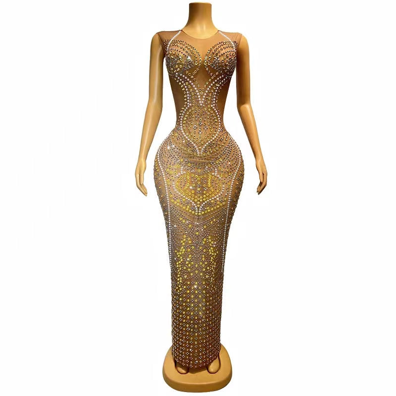 CELESINYI Baiyang Crystal Pearl Mermaid Gown