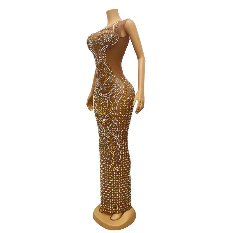 CELESINYI Baiyang Crystal Pearl Mermaid Gown