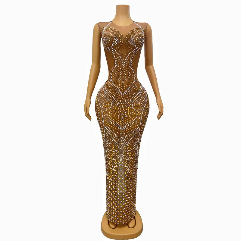 CELESINYI Baiyang Crystal Pearl Mermaid Gown