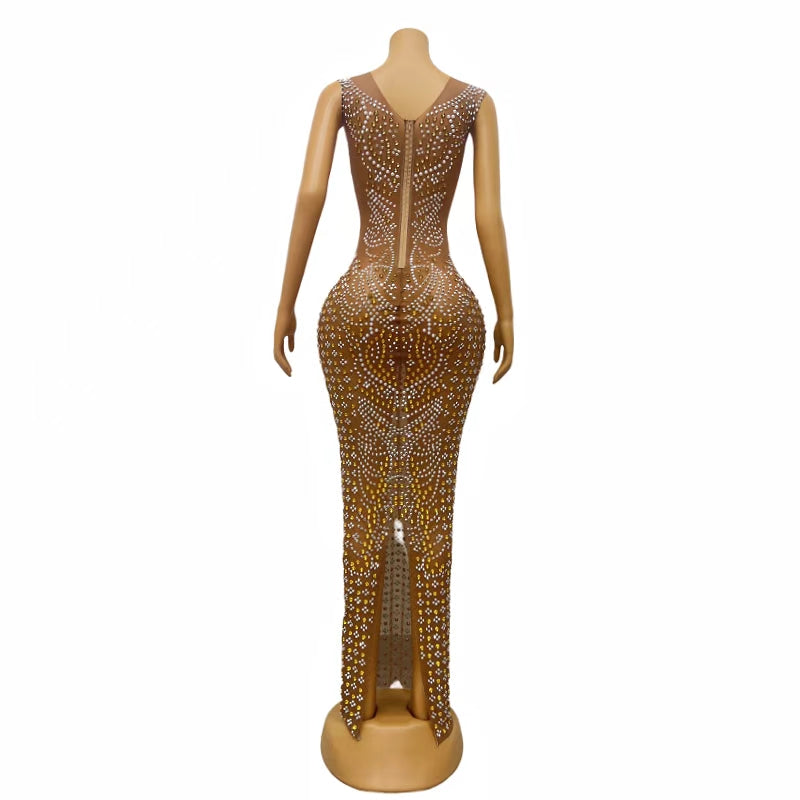 CELESINYI Baiyang Crystal Pearl Mermaid Gown