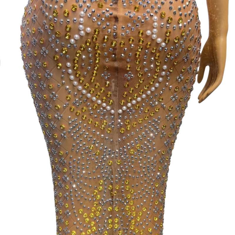 CELESINYI Baiyang Crystal Pearl Mermaid Gown