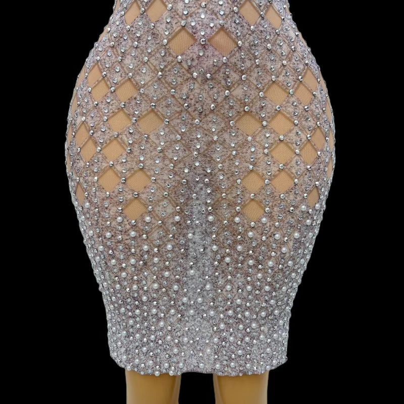 CELESINYI Heima Crystal Diamond Mini Dress