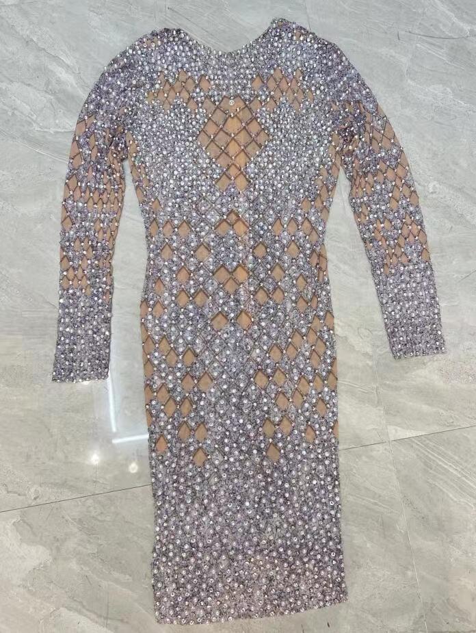 CELESINYI Heima Crystal Diamond Mini Dress