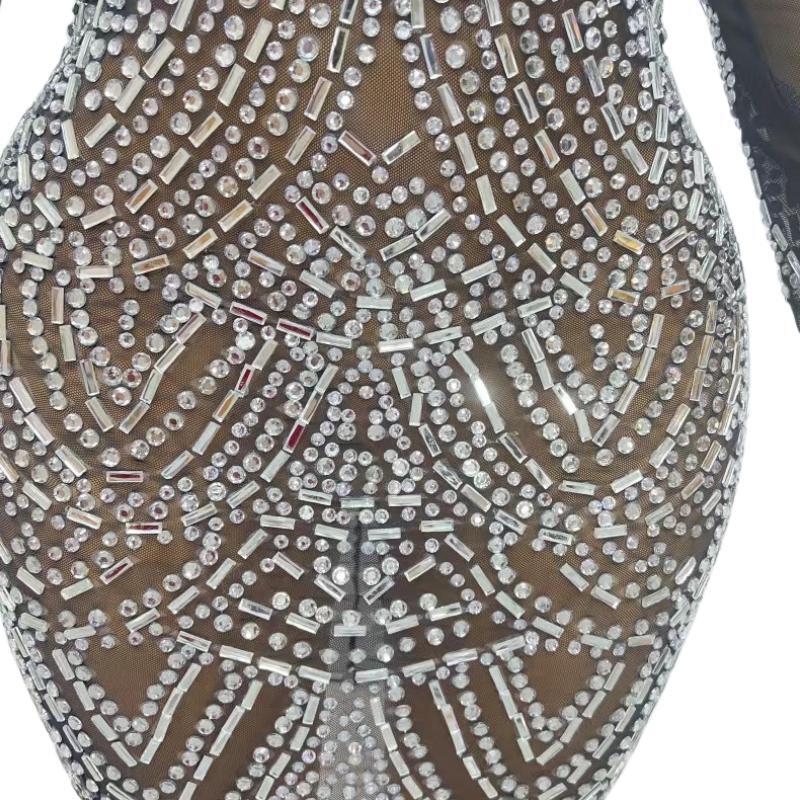 CELESINYI Heidou Crystal Dot Mini Dress