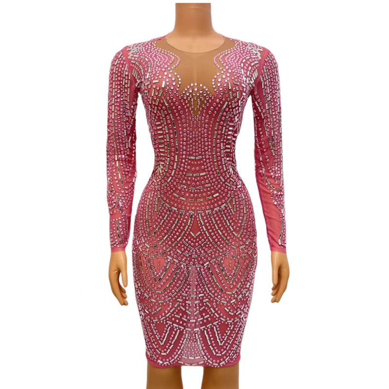 CELESINYI Heidou Crystal Dot Mini Dress