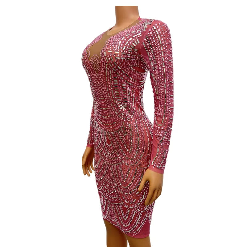 CELESINYI Heidou Crystal Dot Mini Dress