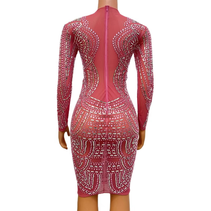 CELESINYI Heidou Crystal Dot Mini Dress