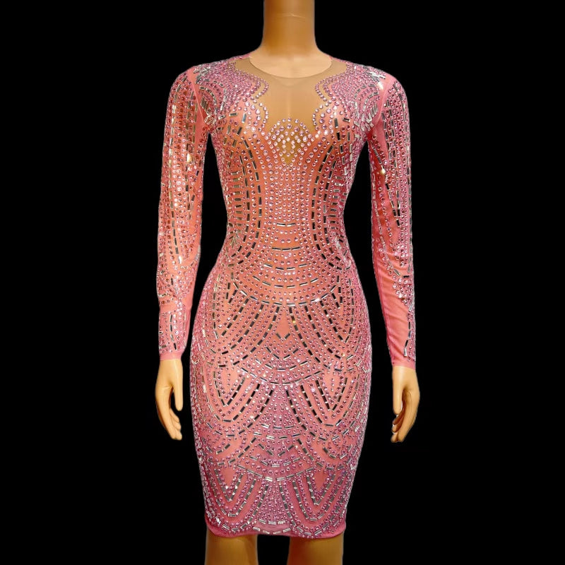 CELESINYI Heidou Crystal Dot Mini Dress