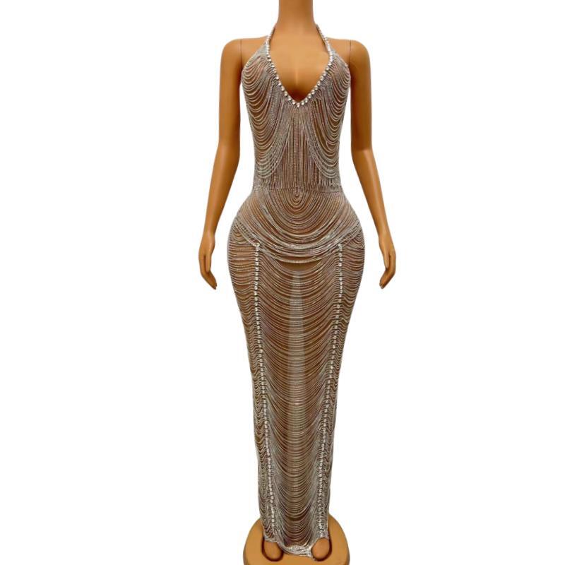CELESINYI Yuanpan Crystal Liquid Metal Gown