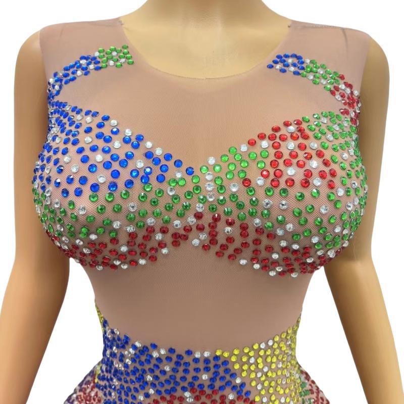 CELESINYI Binfen Crystal Colorful Mini Dress