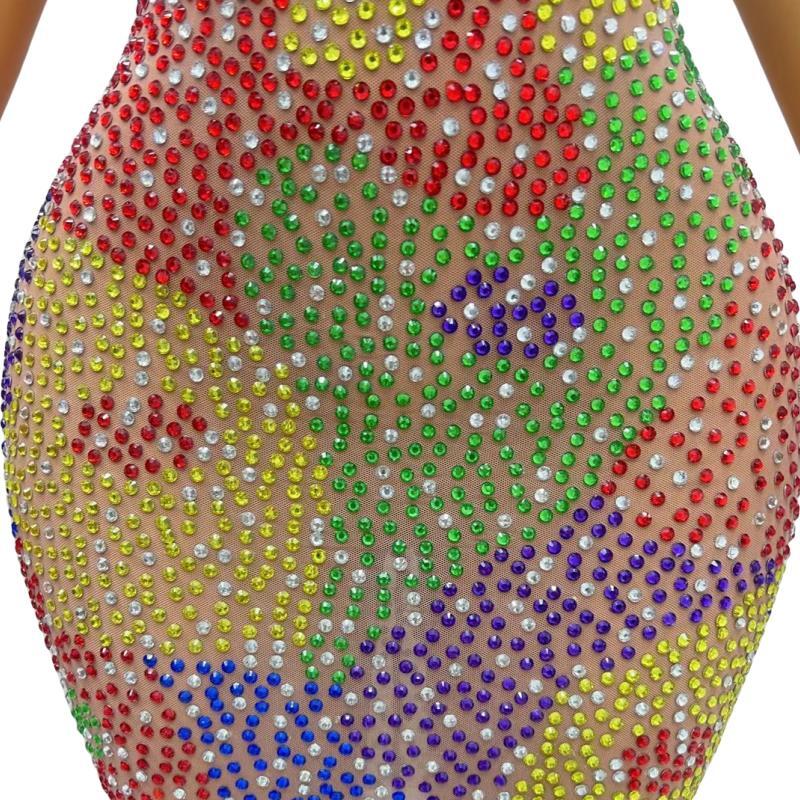 CELESINYI Binfen Crystal Colorful Mini Dress