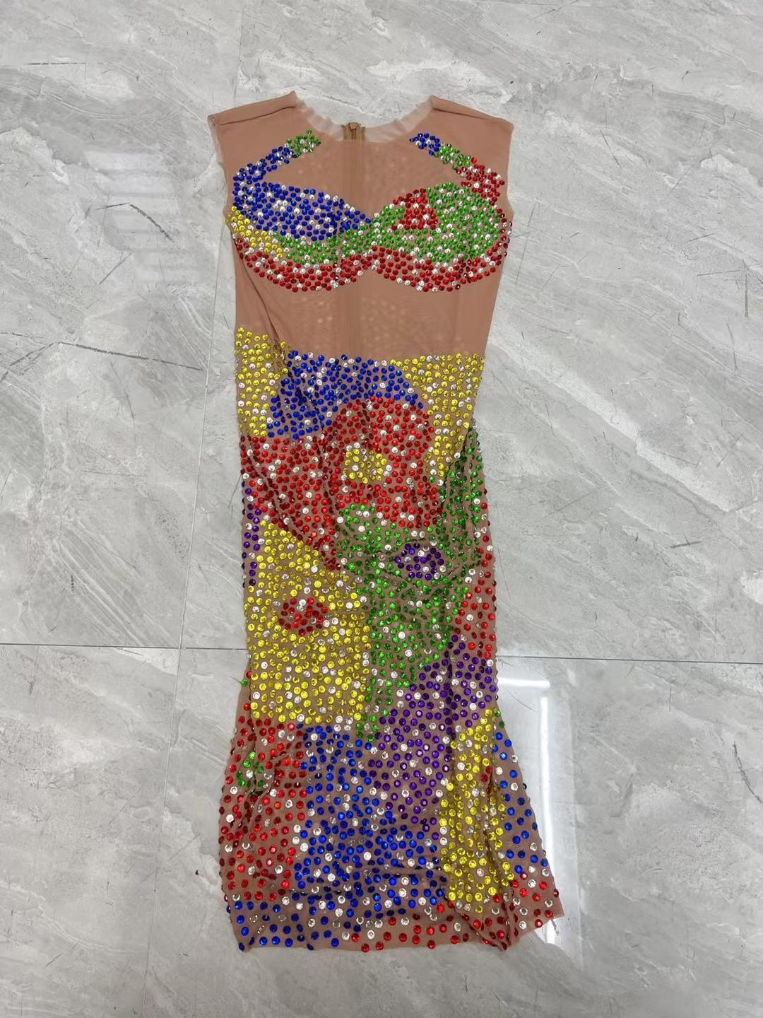 CELESINYI Binfen Crystal Colorful Mini Dress