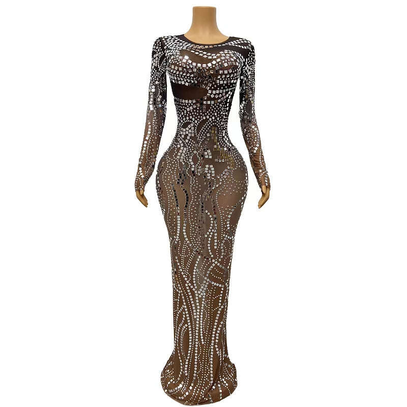 CELESINYI Liangpian Crystal Mirror Mermaid Gown