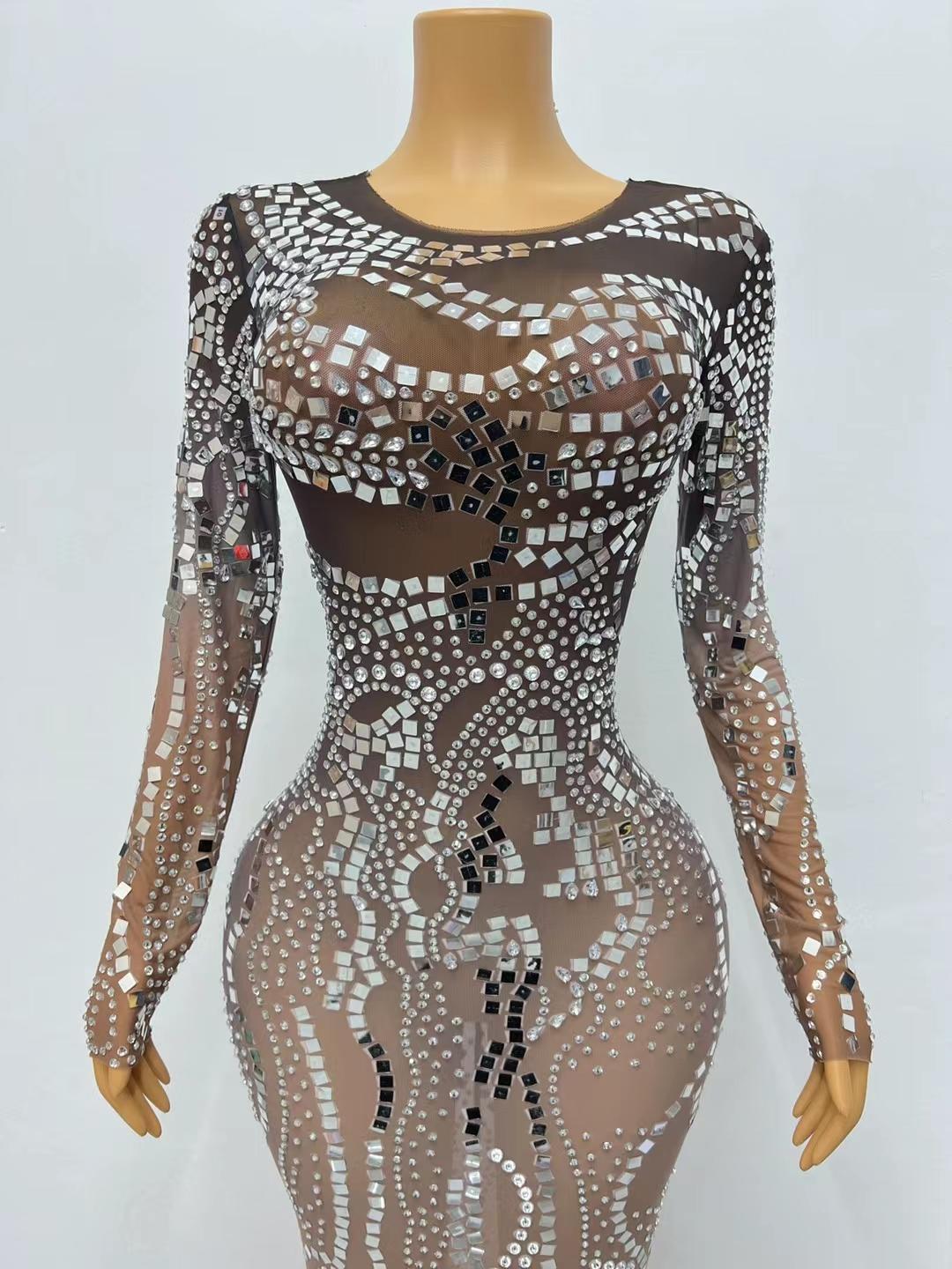 CELESINYI Liangpian Crystal Mirror Mermaid Gown